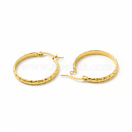 201 Stainless Steel Grooved Hoop Earrings with 304 Stainless Steel Pins for Women, Golden, 29x27x3mm, Pin: 0.6x1mm(EJEW-M214-06D-G)