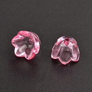 Pink Dyed Transparent Acrylic Flower Beads, about 10mm wide, 6mm thick, hole: 1.5mm(X-PL548-10)