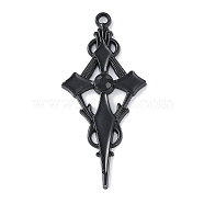 Alloy Enamel Pendants, with Rhinestone, Cadmium Free & Nickel Free & Lead Free, Sword, Black, 47x21.5x3.5mm, Hole: 2mm(PALLOY-F018-29EB-01)