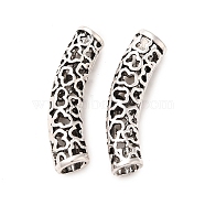 Tibetan Style Alloy Hollow Curved Tube Beads, Antique Silver, 39x11x9mm, Hole: 5mm(FIND-Z063-36AS)