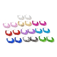 Twist Teardrop Acrylic Stud Earrings, Half Hoop Earrings with 316 Surgical Stainless Steel Pins, Mixed Color, 39.5x9.5mm(EJEW-P251-04)