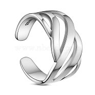 SHEGRACE Rhodium Plated 925 Sterling Silver Cuff Rings, Open Rings, Platinum, Size 6, 16.8mm(JR679A)