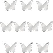 304 Stainless Steel Charms, Butterfly, Stainless Steel Color, 9x14x1.1mm, 10pcs/box(STAS-NB0004-38P)