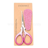 Stainless Steel Scissor, with Glitter Powder Protective Jacket, Hot Pink, 9.3x4.75x0.4cm(TOOL-H009-01B)