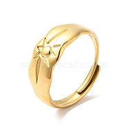 Ion Plating(IP) 304 Stainless Steel Sun Adjustable Ring for Men Women, Golden, US Size 9(18.9mm)(RJEW-I085-14G)