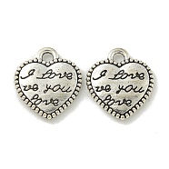 Tibetan Style Alloy Pendants, Cadmium Free & Lead Free, Antique Silver, Heart, 19x12.5x2mm, Hole: 1.6mm(FIND-U015-39AS)