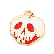 Halloween Theme Alloy Enamel Pendants, Skull Charm, Golden, 21x20x1mm, Hole: 2.2mm(ENAM-N056-225B-G)