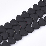 Spray Painted Non-magnetic Synthetic Hematite Beads Strands, Heart, Black, 5x6x3mm, Hole: 0.5mm, about 75pcs/strand, 15.7 inch(G-T116-05-17)