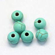 Synthetic Turquoise Beads, Round, Dyed, Turquoise, 10x9.5mm, Hole: 2mm(TURQ-S283-30A)