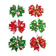 Christmas Grosgrain Alligator Hair Clips, with Iron Alligator Clips, Bowknot, Mixed Color, 80x55mm(OHAR-Q053-M)