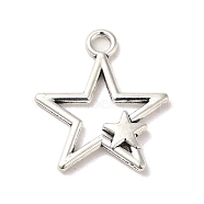 Tibetan Style Alloy Pendants, Cadmium Free & Lead Free, Star, Antique Silver, 26x22.5x2.5mm, Hole: 3mm, about 599Pcs/1000G(PALLOY-M217-28AS)