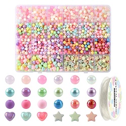 DIY Bracelet Making Kits, Mixed Color, Beads: 6~9x6~9.5x4~6mm, Hole: 1~2mm, 1290pcs/set(DIY-YW0016-20)