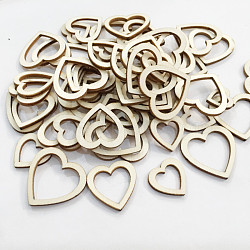 Unfinished Wood Heart Shape Discs Slices, Wood Pieces for DIY Embellishment Crafts, PapayaWhip, 2cm, 100pcs/set(WOCR-PW0001-014C)