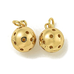 Rack Plating Brass Pendants, Lead Free & Cadmium Free, Long-Lasting Plated, with Jump Ring, Bell Charms, Real 18K Gold Plated, 12.5x10mm, Hole: 3.5mm(KK-U029-23G)