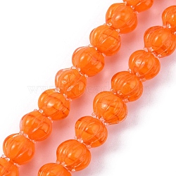 Handmade Lampwork Beads, Flower, Orange, 11x12mm, Hole: 2mm, about 30pcs/strand, 12.40 inch(31.5cm)(LAMP-G142-02F)