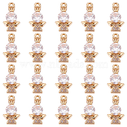 20Pcs Brass Micro Pave Clear Cubic Zirconia Charms, Long-Lasting Plated, Angel, Light Gold, 13x7.5x3.5mm, Hole: 1.2mm(KK-DC0001-61)