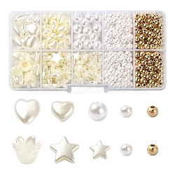 DIY Plastic Beads Kits, Including ABS Plastic Imitation Pearl Beads and CCB Plastic Beads, Mixed Shapes, Mixed Color, 5~12x4.5~12x3~8.5mm, Hole: 1.4~2.3mm, 562pcs/box(DIY-FS0004-94)