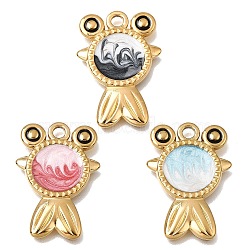 304 Stainless Steel Pendants, with Enamel, Fish Charms, Real 18K Gold Plated, Ion Plating(IP), Mixed Color, 26x18x2mm, Hole: 2.5mm(STAS-N108-87G)