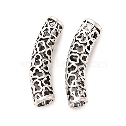 Tibetan Style Alloy Hollow Curved Tube Beads, Antique Silver, 39x11x9mm, Hole: 5mm(FIND-Z063-36AS)