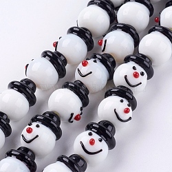 Handmade Lampwork Beads Strands, For Christmas, Snowman, White, 13x20mm, Hole: 1.5~2mm(LAMP-N068-5)