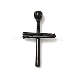 316 Surgical Stainless Steel Big Pendants, with 304 Stainless Steel Snap on Bails, Cross, Electrophoresis Black, 53x30x5~9mm, Hole: 4.5mm(STAS-I195-04EB)