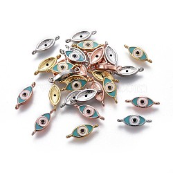 Brass Enamel Links connectors, Long-Lasting Plated, Eye, Colorful, Mixed Color, 5x13.5x2mm, Hole: 1mm(KK-F783-17)