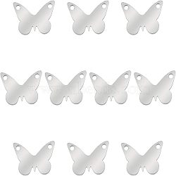 304 Stainless Steel Charms, Butterfly, Stainless Steel Color, 9x14x1.1mm, 10pcs/box(STAS-NB0004-38P)