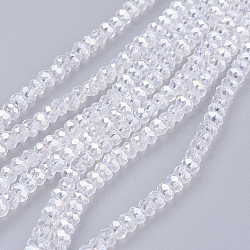 Electroplate Glass Beads Strands, AB Color Plated, Faceted Rondelle, Clear AB, 2.9~3.3x2mm, Hole: 0.5mm, about 145~150pcs/strand, 34~35cm(EGLA-R048-2mm-01)