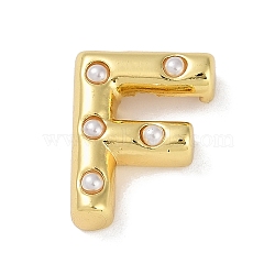 Brass Pendant, with ABS, Letter A~Z, Letter F, 20.5x16x6.5mm, Hole: 3.5mm(KK-M009-01F)