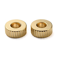 201 Stainless Steel Corrugated Beads, Flat Round, Golden, 8x3mm, Hole: 2.2mm(STAS-A057-02C-G)