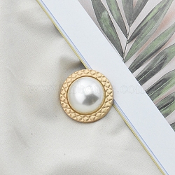 Alloy Shank Buttons, with Plastic Imitation Pearls Bead, for Garment Accessories, White, 18mm(SENE-PW0013-08A-03)