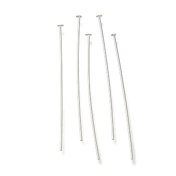 Brass Flat Head Pins, Lead Free & Cadmium Free, 925 Sterling Silver Plated, 35x0.6mm, Head: 2mm