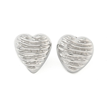 Non-Tarnish Heart 304 Stainless Steel Ear Studs, Stud Earrings for Women, Stainless Steel Color, 20x20mm