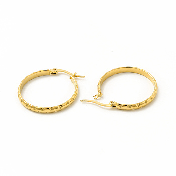 201 Stainless Steel Grooved Hoop Earrings with 304 Stainless Steel Pins for Women, Golden, 29x27x3mm, Pin: 0.6x1mm