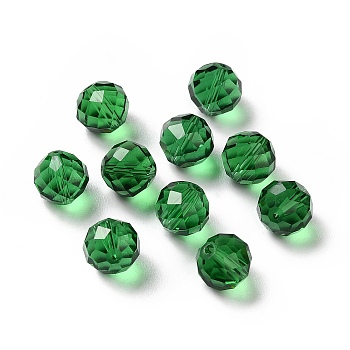 Glass Imitation Austrian Crystal Beads, Faceted, Round, Sea Green, 10mm, Hole: 1mm