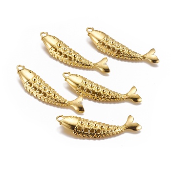 Tibetan Style Alloy Fish Big Pendants, Lead Free and Cadmium Free, Golden, 70x18x6mm, Hole: 4mm