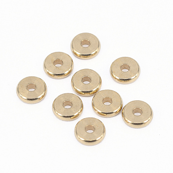 Brass Spacer Beads, Nickel Free, Disc, Unplated, 7x2mm, Hole: 2mm