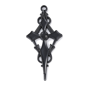 Alloy Enamel Pendants, with Rhinestone, Cadmium Free & Nickel Free & Lead Free, Sword, Black, 47x21.5x3.5mm, Hole: 2mm