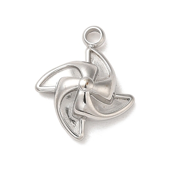 Non-Tarnish 304 Stainless Steel Charms, Windmill Charms, Stainless Steel Color, 13x10x4mm, Hole: 1.4mm