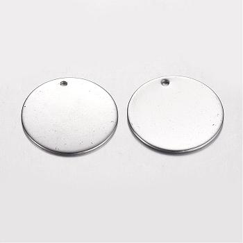 304 Stainless Steel Pendants, Blank Stamping Tag, Flat Round, Stainless Steel Color, 20x0.7mm, Hole: 1.5mm