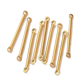 Ion Plating(IP) 304 Stainless Steel Links, Bar Connector Charms, Real 18K Gold Plated, 25x2.5x1.5mm, Hole: 1.4mm