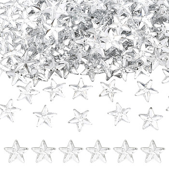 300Pcs Acrylic Cabochons, Star, Clear, 14x14.5x3mm