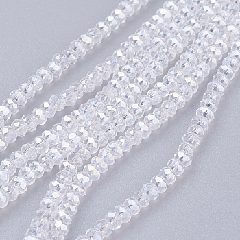 Electroplate Glass Beads Strands, AB Color Plated, Faceted Rondelle, Clear AB, 3x2mm, Hole: 0.5mm, about 145~150pcs/strand, 34~35cm