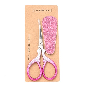 Stainless Steel Scissor, with Glitter Powder Protective Jacket, Hot Pink, 9.3x4.75x0.4cm