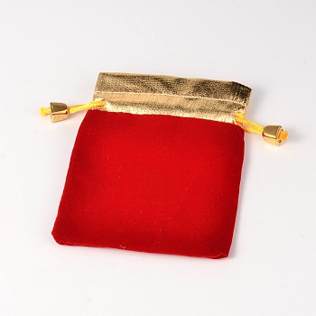 Velvet Jewelry Bag, Rectangle, Red, 95x69mm