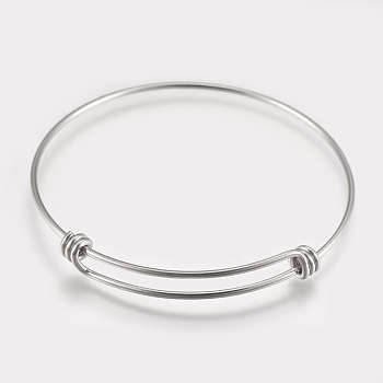 304 Stainless Steel Expandable Bangles, Stainless Steel Color, Inner Diameter: 2-1/2 inch(6.2~6.6cm), 1.5mm wide
