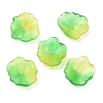 Glass Beads, Lotus Petal, Light Green, 24.5x24x6.5mm, Hole: 1.2mm
