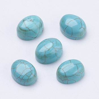 Turquoise Cabochons, Oval, Dark Turquoise, 10x8x4mm