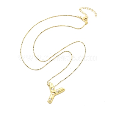 Brass & Plastic Pearl Letter Pendant Box Chain Necklaces for Women(NJEW-U017-01G-25)-3