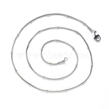 304 Stainless Steel Round Snake Chain Necklace(NJEW-S420-009B-P)-2